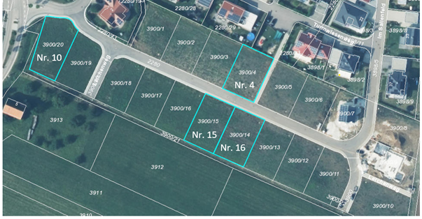 Lageplan verfügbare Bauplätze im Baugebiet "Sallenfeld III" in Röttingen