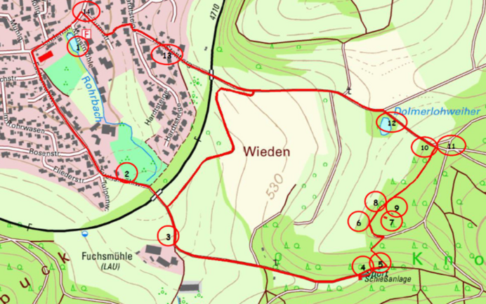 Baumtafeln am Naturlehr- und Bewegungspfad Stettberg - Geobasisdaten © Landesamt für Geoinformation und Landentwicklung Baden-Württemberg (www.lgl-bw.de) - "Top 10 000"