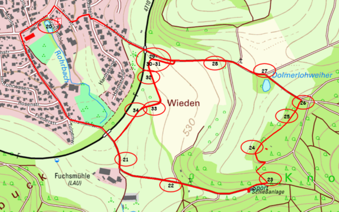 Schautafeln am Naturlehr- und Bewegungspfad - Geobasisdaten © Landesamt für Geoinformation und Landentwicklung Baden-Württemberg (www.lgl-bw.de) - "Top 10 000"